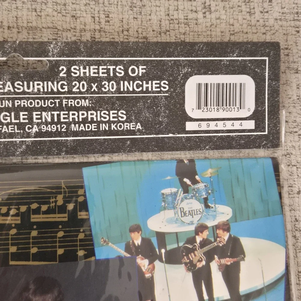 Vintage 1994 The Beatles Gift Wrap Sealed 2 Sheets 20x30